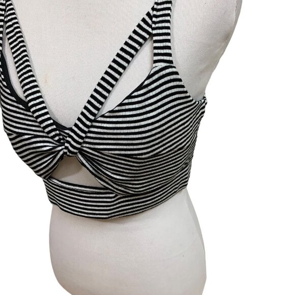 Gypsy Warrior Women's Bra Top M Medium Striped Cross Straps Padded Cropped - Picture 2 of 5